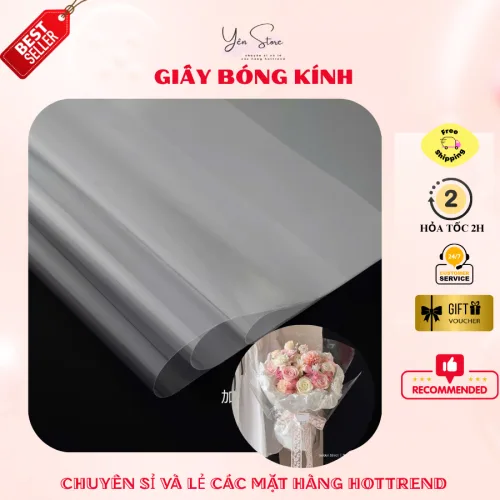 Lẻ 3-5 Tờ Giấy Bóng Kính Trong Suốt KT 55x55cm Dùng Gói Hoa, Giỏ Quà, Trang Trí, Handmade